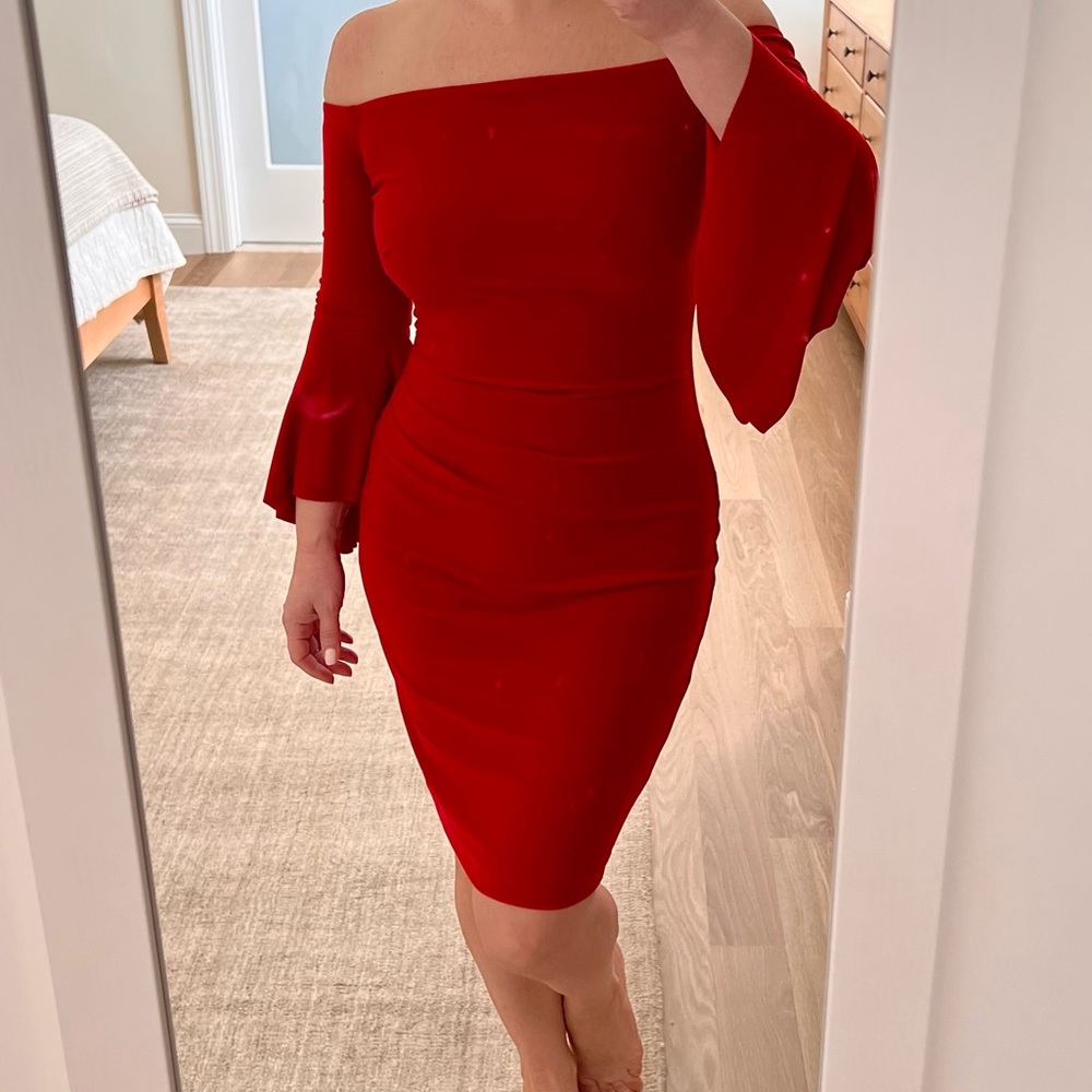 Ralph Lauren petite off shoulder sheath dress 0p